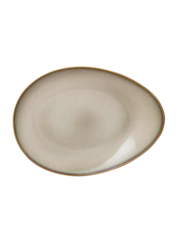 Luzerne 35.5cm Rustic China Oval Ellipse Plate, 258-RT1107035SA, Sama Yellow