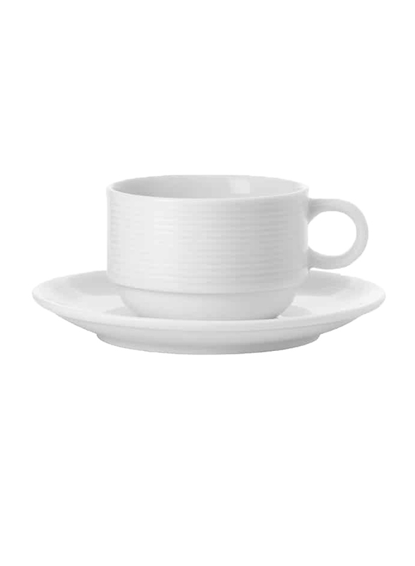 Luzerne 6oz Lines China Coffee Cup, 258-LN3106420, White