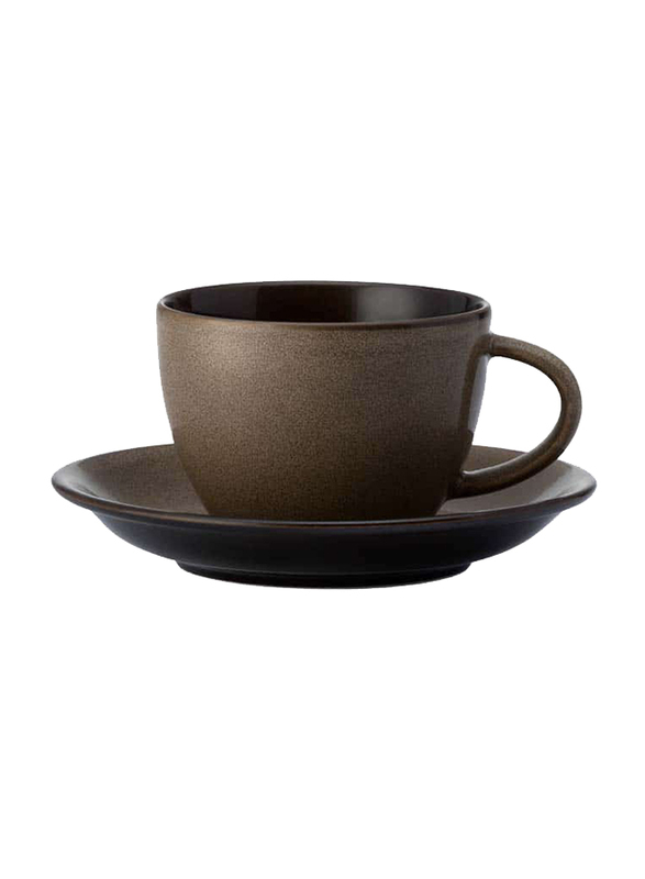 Luzerne 8oz Rustic China Breakfast Cup, 258-RT1407133CH, Chestnut Brown