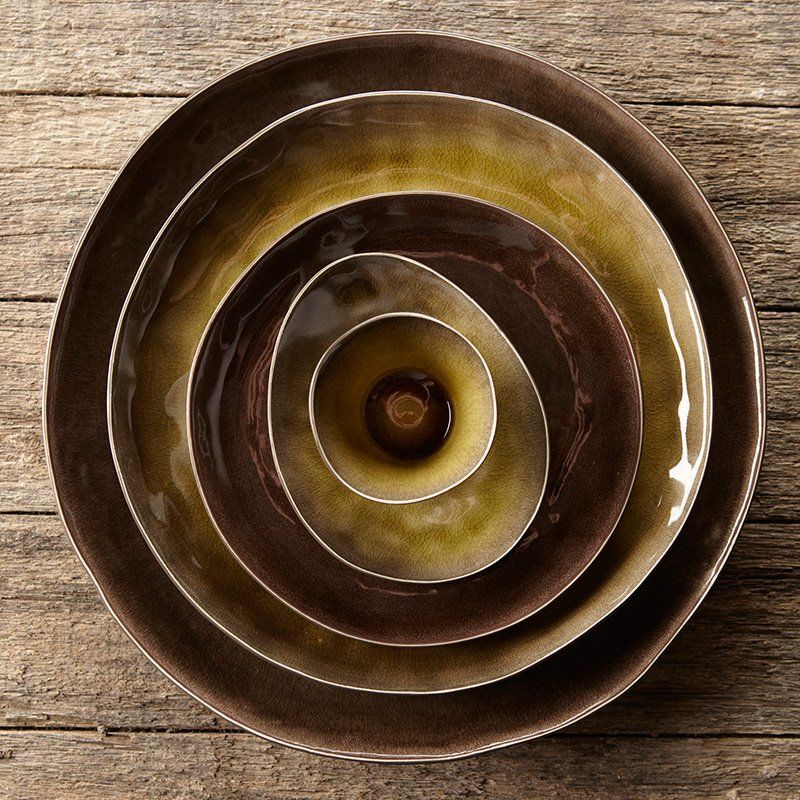 Serax Large Pure by Pascale Naessens Stoneware Oval Multi-Purpose Bowl, 307-B1012031, Green