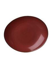 Luzerne 29cm Rustic China Oval Coupe Plate, 4.7 x 24.5 x 29cm, Crimson Maroon