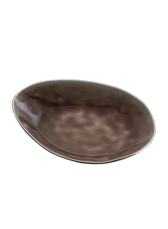 Serax Small Pure by Pascale Naessens Stoneware Oval Plate, 160gm, 15 x 12 x 2.5cm, Brown