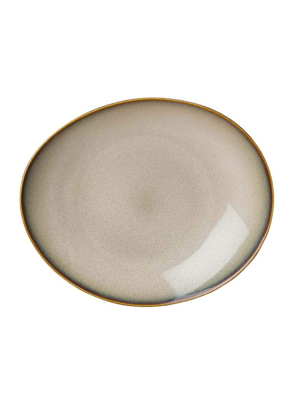 Luzerne 22.5cm Rustic China Oval Coupe Plate, 3.1 x 18.5 x 22.5cm, Sama Yellow