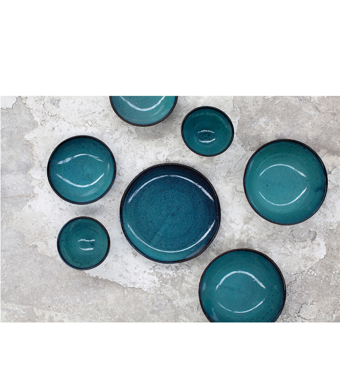 Serax 21.5cm Aqua by Serax Terracotta Dessert Plate, 307-B1413008, Blue Speckle