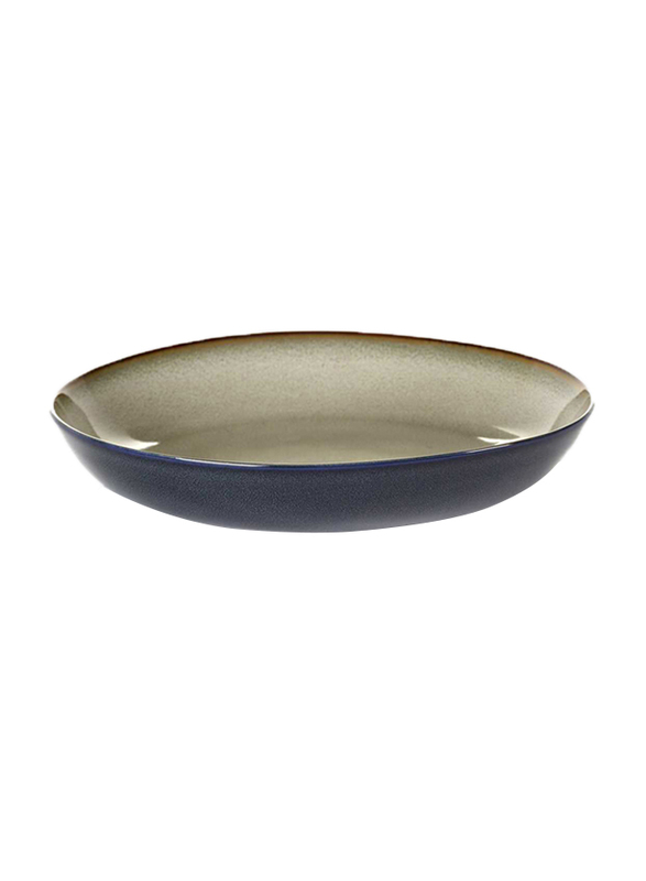 Serax 23.5cm Terres de Reves by Anita Le Grelle Stoneware Pasta Plate, 307-B5116178, Blue Grey/Dark Blue