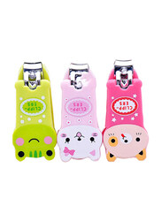 3 Pieces Creative Cute Cartoon Animal Nail Clipper Set, Multicolour