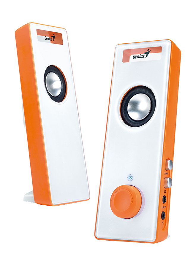 Genius SP-I220 Slim Speaker With 3D Surround USB Speaker 6 Watts, Orange White