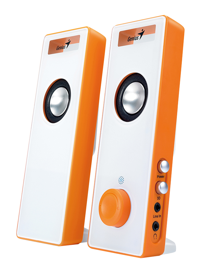 Genius SP-I220 Slim Speaker With 3D Surround USB Speaker 6 Watts, Orange White