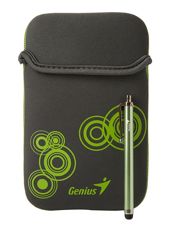 Genius Tablet PC/E-Book 7-inch Polyester Sleeve Bag with Stylus Pen, Grey/Green