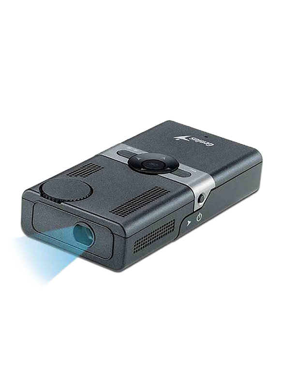 Genius Standalone Pico LED Portable Projector, 10-12 ANSI Lumens, Black