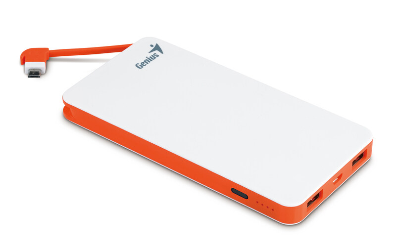 

Genius 8000mAh Eco-U821 Powerbank with Built-In Micro USB Cablea and 4 Led Indicator, White