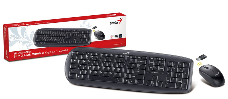 Genius KB-8000X Twintouch Keyboard and Mouse for PC, Black