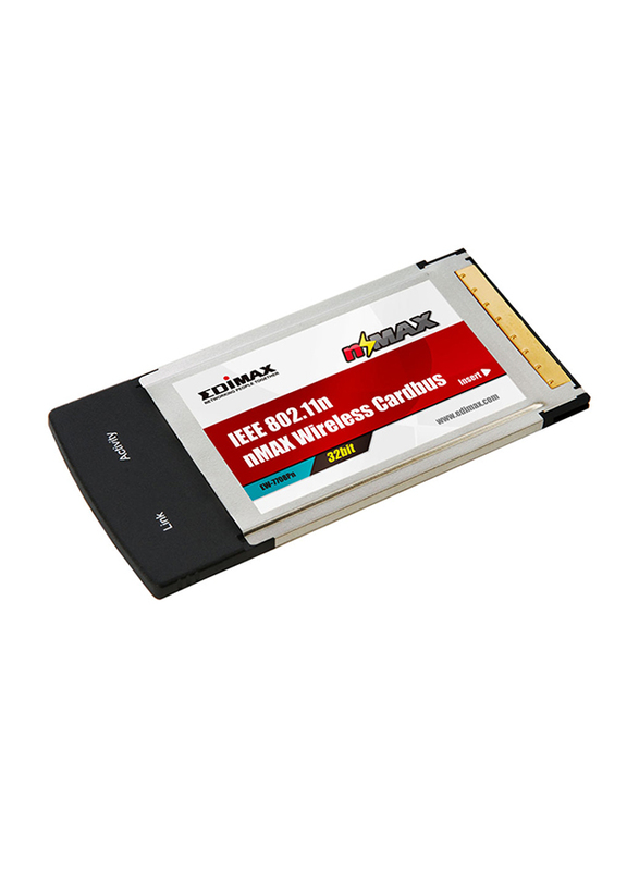 Edimax Nmax 300Mbps 2T3R Wireless 802.11n Draft 2.0 32-Bit Cardbus Adapter, EW-7708PN, Black
