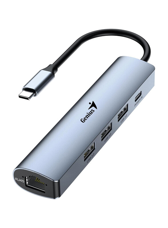

Generic Genius UH-545 5-in-1 USB 3.0 Hub with Gigabit Ethernet, Grey