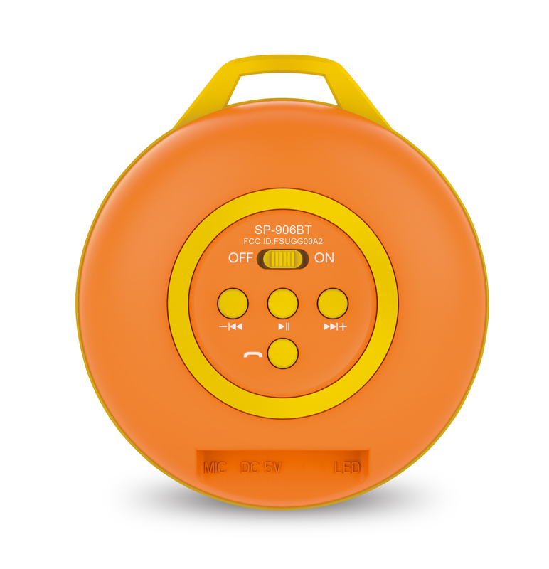 Genius Bluetooth Speaker Sp-906Bt, 5 Hours Play Time, 500Mah Battery With Carabiner for Mobile Phones, Bold Orange