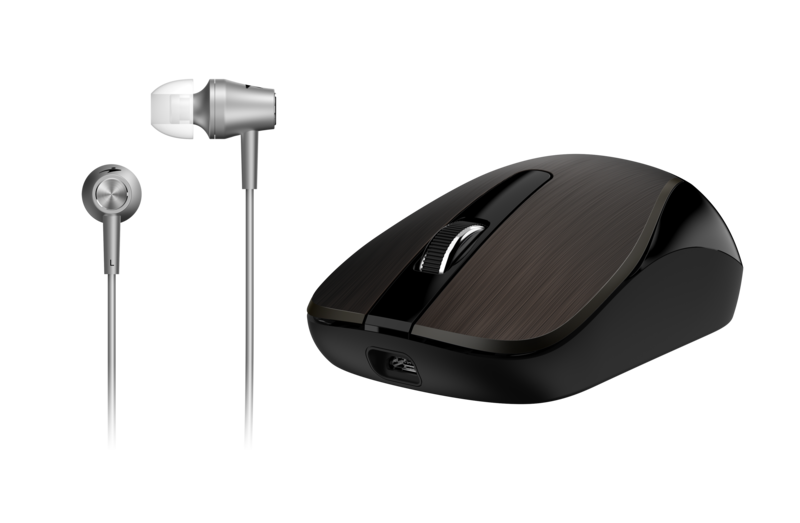 Genius MH-8015 Mouse & Headset Combo, Smart Eco Mobility Hairline Luxury Metallic Rechargeble and High Quality Headset With Smart Genius App, Silver