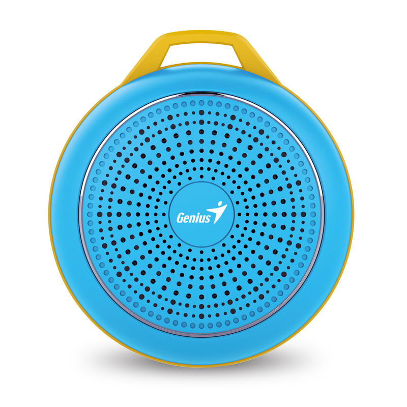 Genius Bluetooth Speaker Sp-906Bt, 5 Hours Play Time, 500Mah Battery With Carabiner for Mobile Phones, Bright Blue