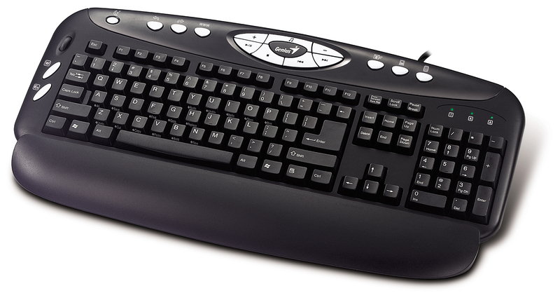 Genius KB-16E Multimedia Keyboard with Office Scroll for PC, Black