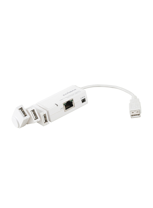 Edimax USB 2.0 3-Port Hub with Ethernet Adapter, EDEU-4230, White