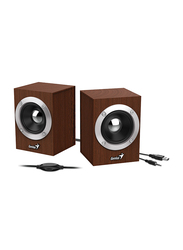 Genius SP-HF280 USB Wooden Stereo Speakers, Brown