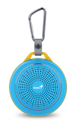 Genius Bluetooth Speaker Sp-906Bt, 5 Hours Play Time, 500Mah Battery With Carabiner for Mobile Phones, Bright Blue