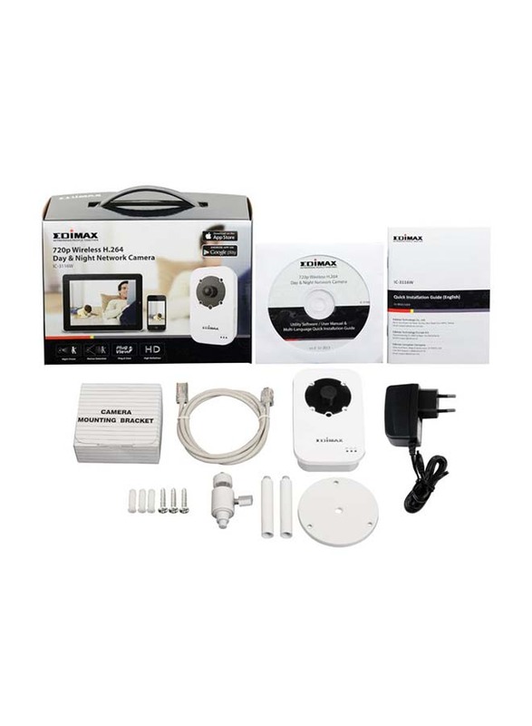 Edimax IC-3116W Wireless H.264 Day & Night Network Surveillance Camera, White