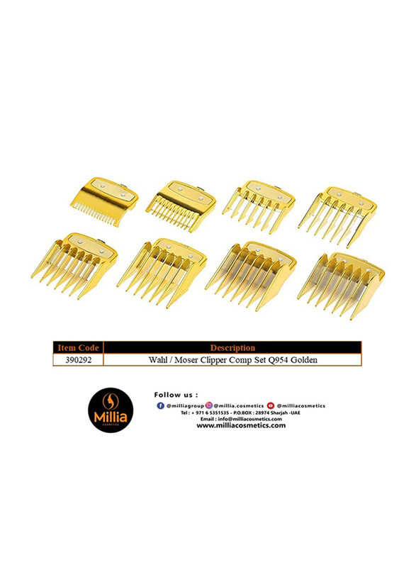 

Wahl 8 Pieces Moser Clipper Comb Set, Q954, Golden