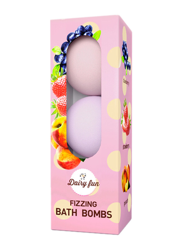 

Delia Dairy Fun Blueberry, Strawberry & Peach Fizzing Bath Bombs Set, 3 Pieces