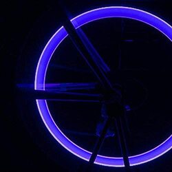 Jelinda Bicycle Neon Valve Dust Cap Light Car Motorcycle Bicycle Wheel Tyre LED Lamp, 4 Pieces, Blue