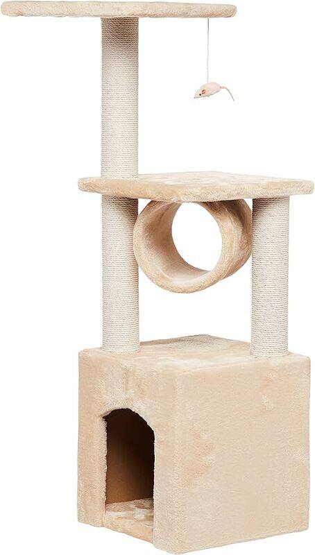 

Generic AL THEQA cat Tower Furniture with Sisal Covered Scratching Post Climbing Condo, BEIGE