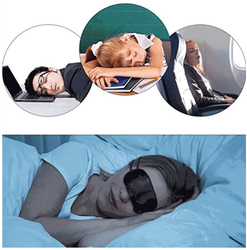 Polyester Blindfold Portable Sleeping Mask Shading Travel Set, Black, 10 Pieces