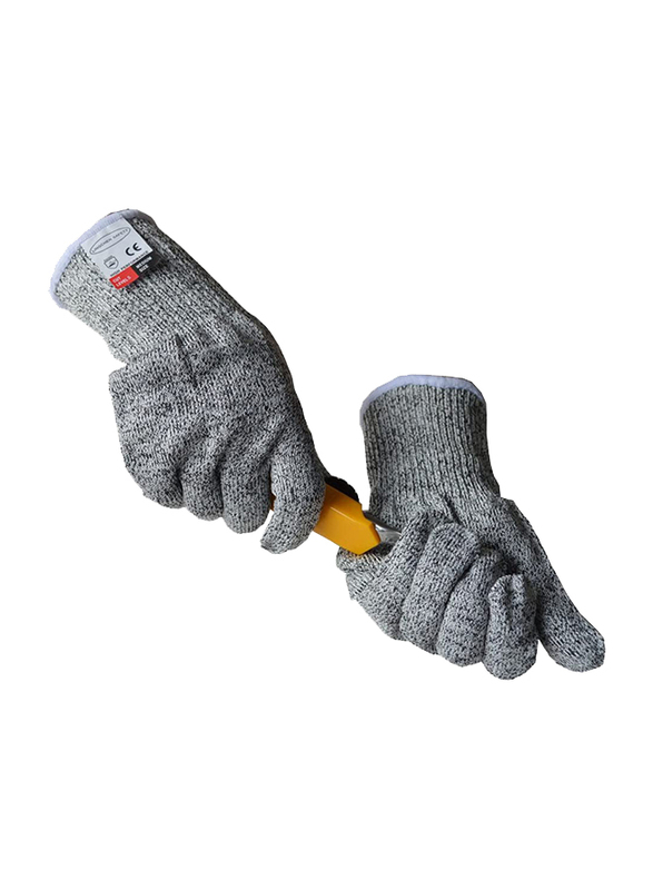 Food Grade Level 5 Protection Working Cutting Resistant Gloves, 2 Pieces, Grey