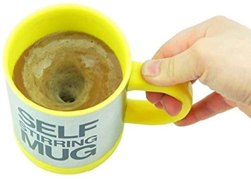 400ml Stainless Steel Self Stirring Mug, YD-001, Yellow