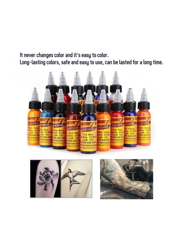 16-Bottles 30ml Tattoo Makeup Ink Pigment,Professional Beauty Body Art Inks,16 Different Colors