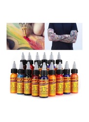 16-Bottles 30ml Tattoo Makeup Ink Pigment,Professional Beauty Body Art Inks,16 Different Colors