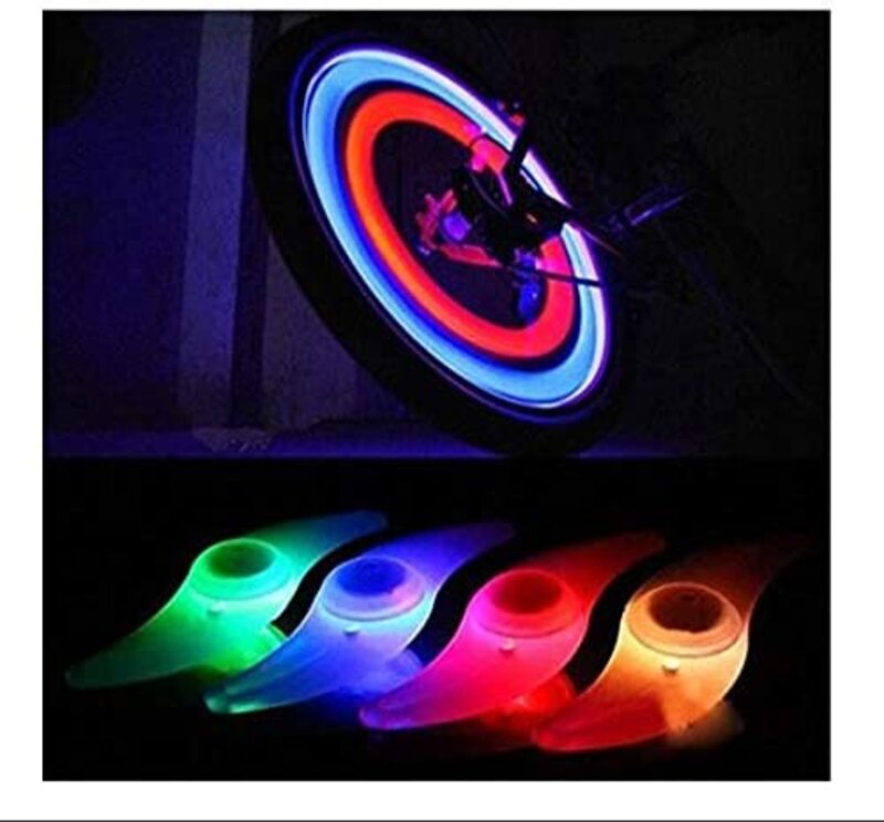 4 Color Bike Bicycle Cycling Spoke Wire Tyre Wheel LED Bright Light Lamp, Multicolor