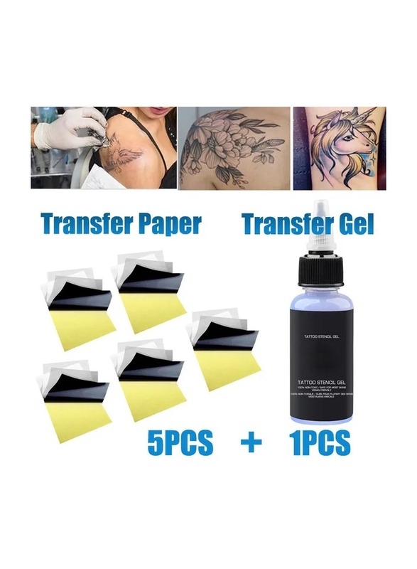6-Pieces/Set Professional Tattoo Tools,Transfer Gel Stencil Primer Stuff Cream with Transfer Paper