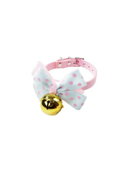 Golden Rose Bow Tie Adjustable Lock Cat Collar with Bell, Pink