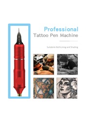 1-Set Tattoo Kit,Tattoo Pen Rotary Tattoo Machine Tattoo Set with Tattoo Needles Bandage and Gloves and 5 Pieces Tattoo Transfer Paper,Tattoo Machine Colour Red