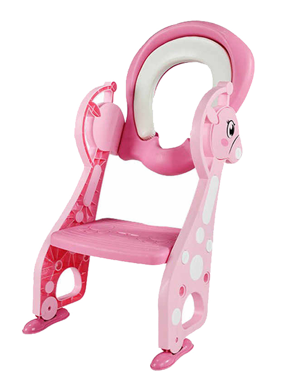 Generic Potty Training Toilet Seat with Armrest Step Stool Ladder For Toddler Kids, Pink
