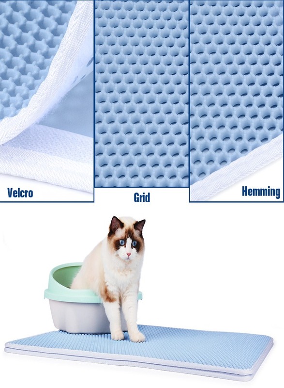 AL THEQA Waterproof Double Layer Non-slip  Pet Cat Litter Mat (BLUE)