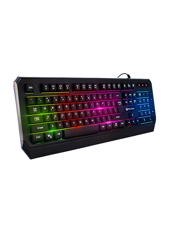 ميشون K9320 لوحة مفاتيح إنجليزية للألعاب بإضاءة خلفية مقاومة للماء، أسود