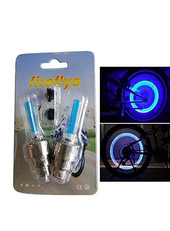Bicycle Bike Tyre Wheel Flash Valve Cap LED Light, 2-Piece, Blue