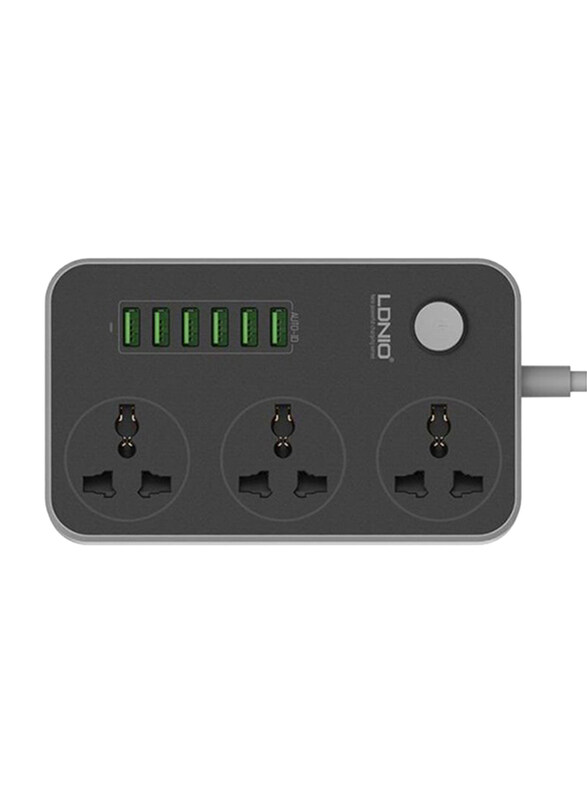 

Ldnio Power Strip with 3 AC Sockets and 6 USB Ports, Black