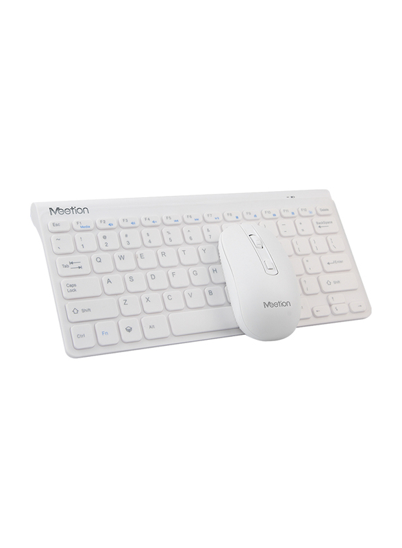 Meetion Mini4000 2.4Ghz Wireless English Keyboard and Mouse, White