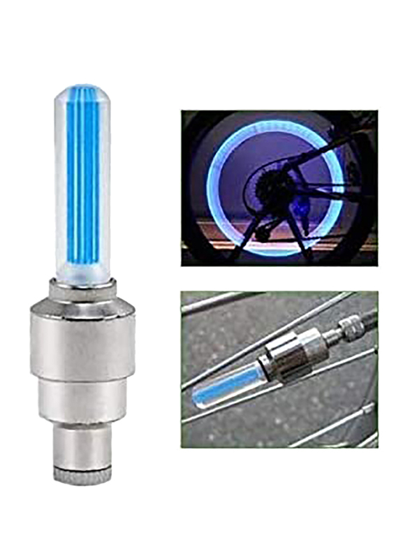 Bike Bicycle Car Wheel Tyre Valve Cap Spoke Neon Flash LED Light Lamp, 2-Pieces, Blue