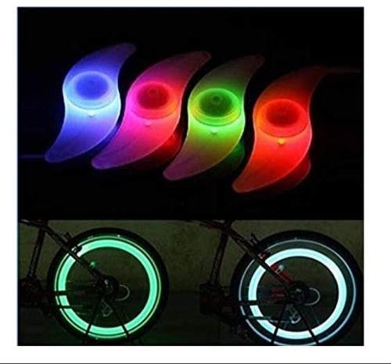 4 Color Bike Bicycle Cycling Spoke Wire Tyre Wheel LED Bright Light Lamp, Multicolor