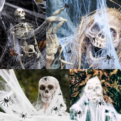 Turnmeon Halloween Spider Web Decorations, 1000 Sqft, US41 H-3, Black/White