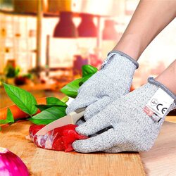 Safety Cut Proof Stab Stainless Steel Metal Mesh Resistant Butcher Gloves, JG0012, 2 Piece, Grey