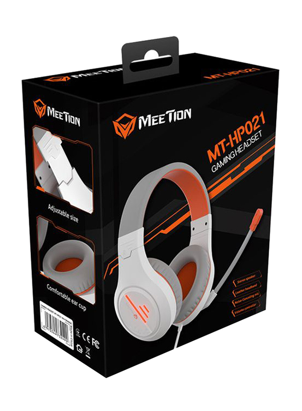 Meetion HP021 USB Professional Surround Sound Gaming Headset for PC, Orange/White